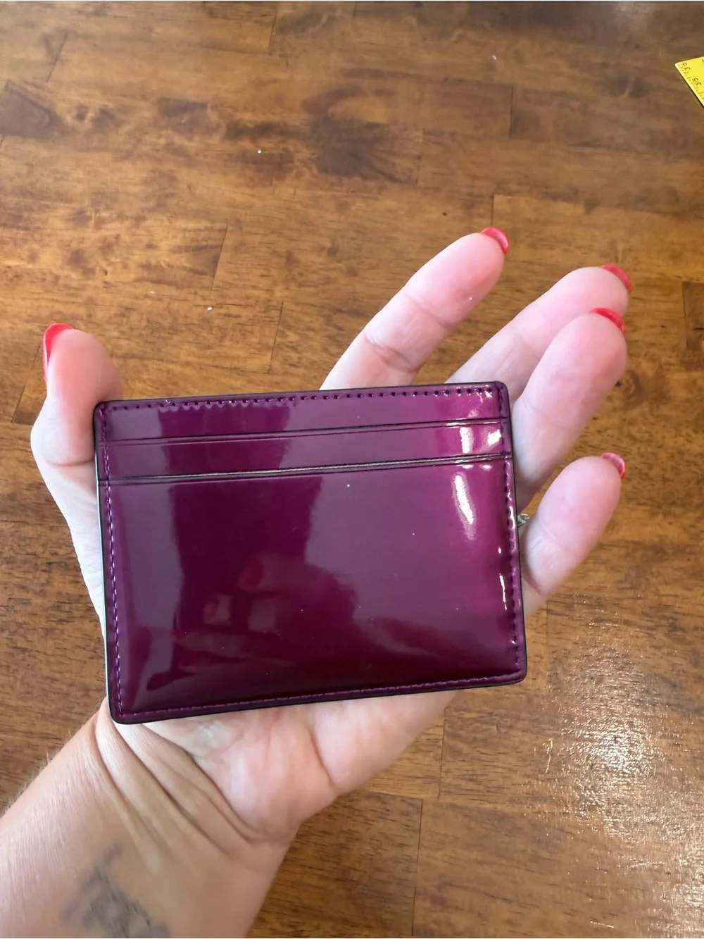 Kate Spade Kenzie Small Patent Cardholder Dark Raspberry Wallet Purple EUC